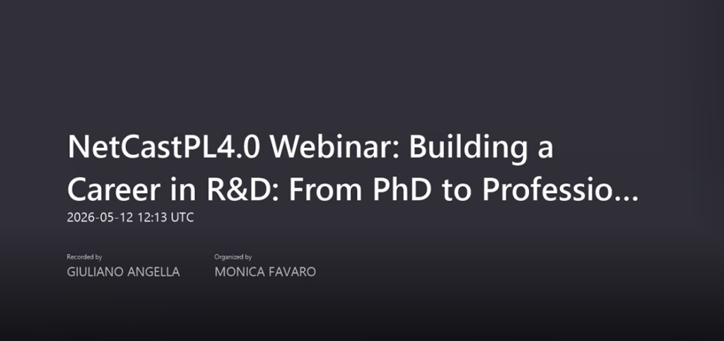 NetCastPL4.0 Webinar: Building a Career in R&D: From PhD to professional